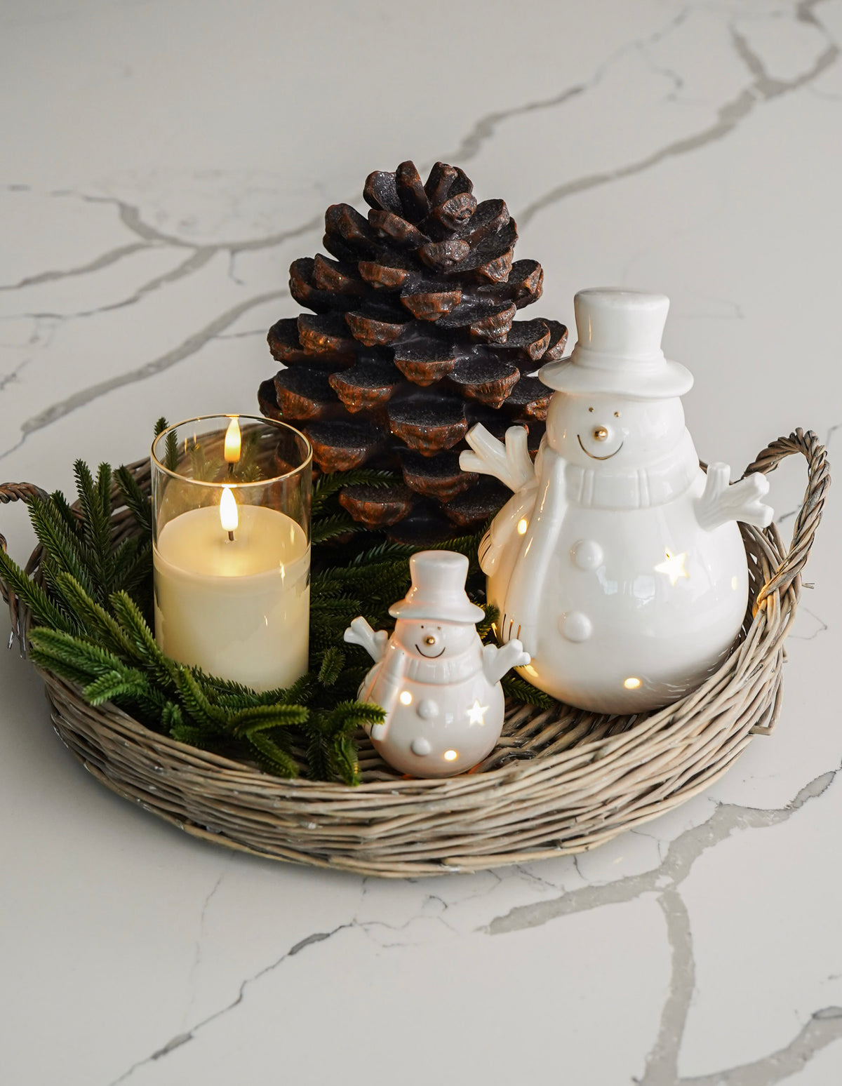 LED Ceramic Snowman Accent
