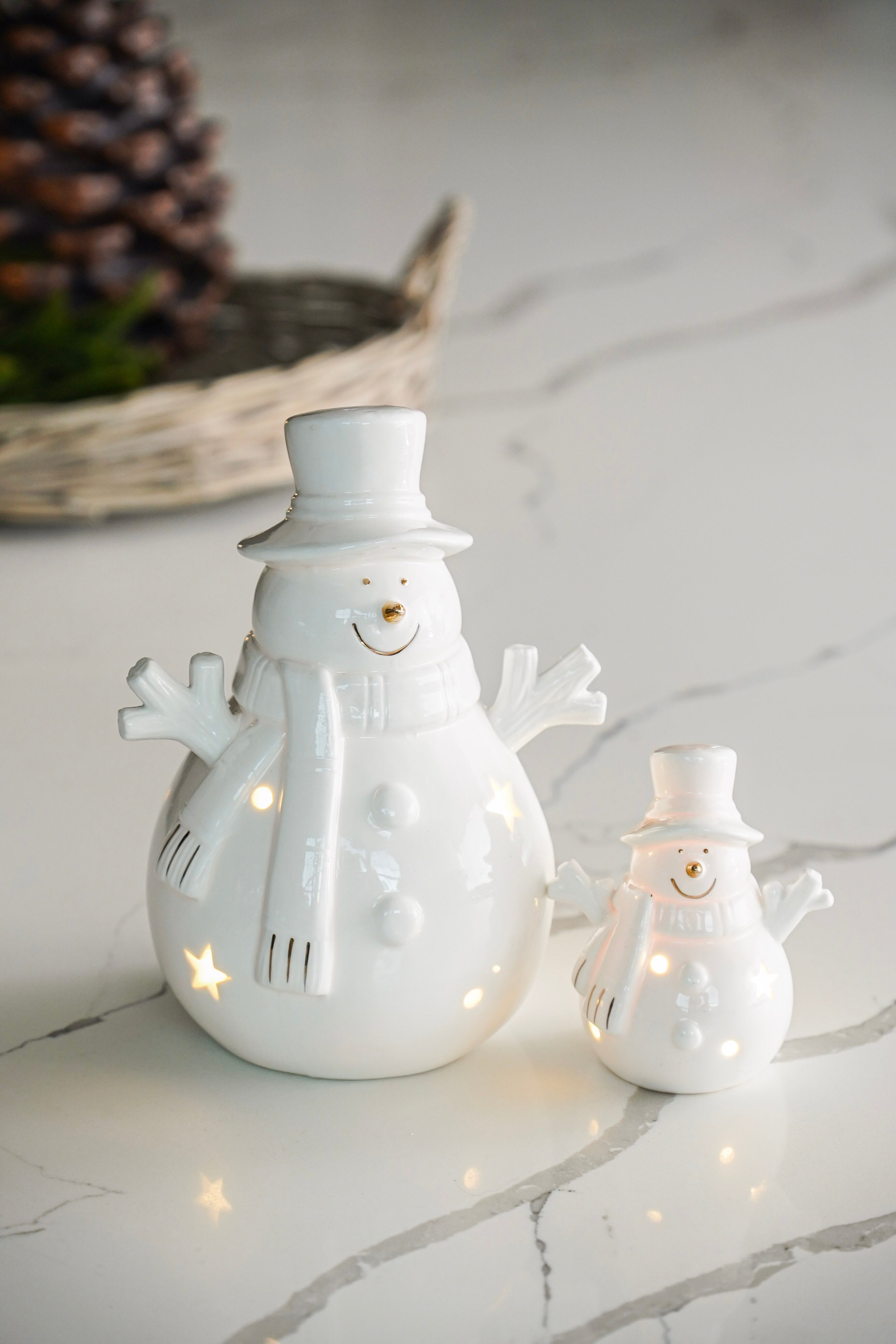 LED Ceramic Snowman Accent