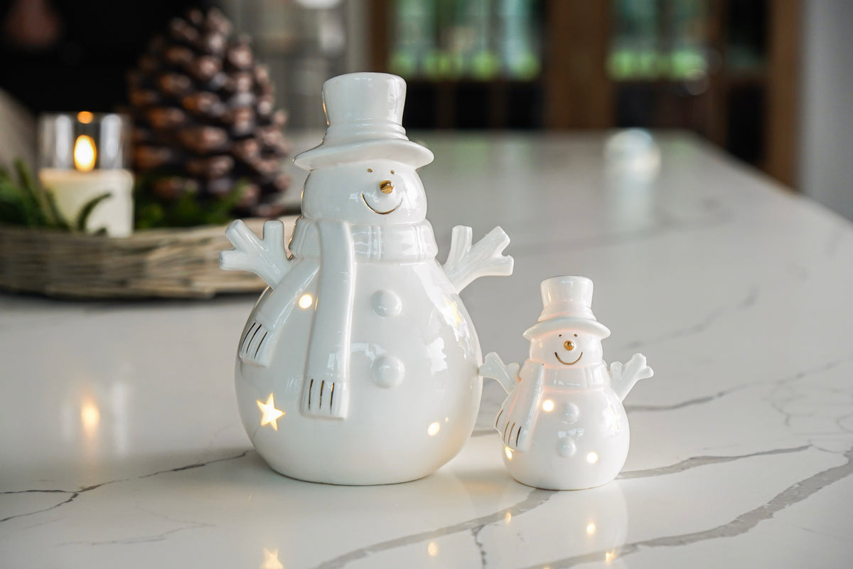 LED Ceramic Snowman Accent