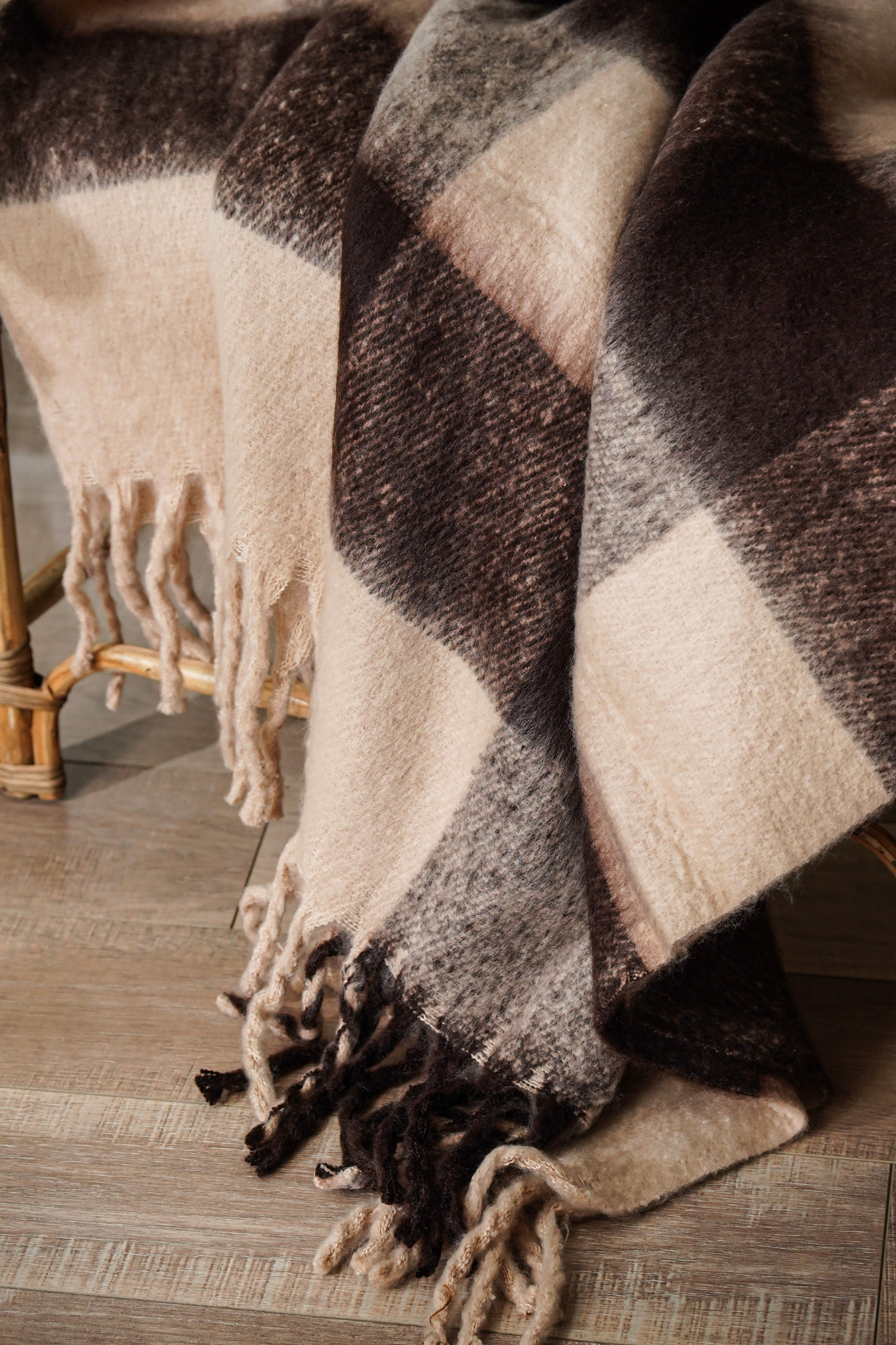 Brown Checkered Throw