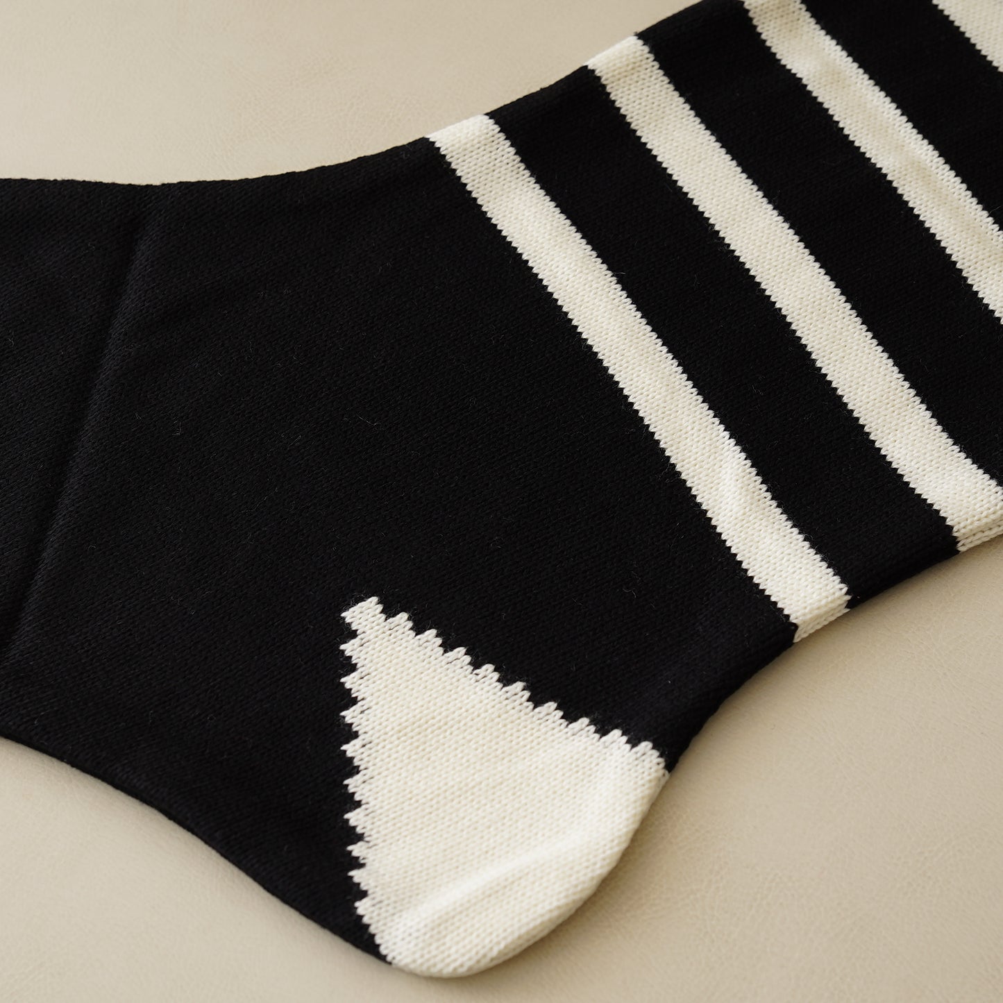 Jumbo Knit Black and White Stripe Stocking