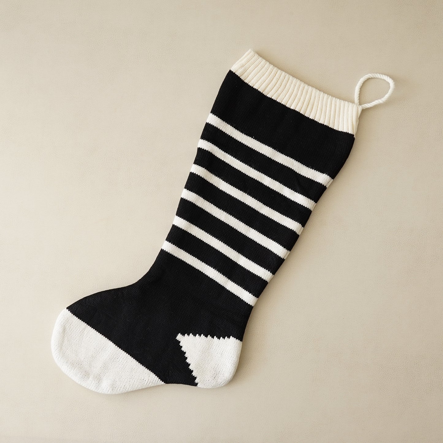 Classic Holiday Black and White Knit Stocking