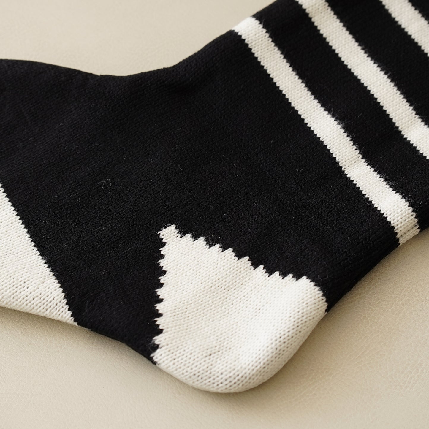 Classic Holiday Black and White Knit Stocking