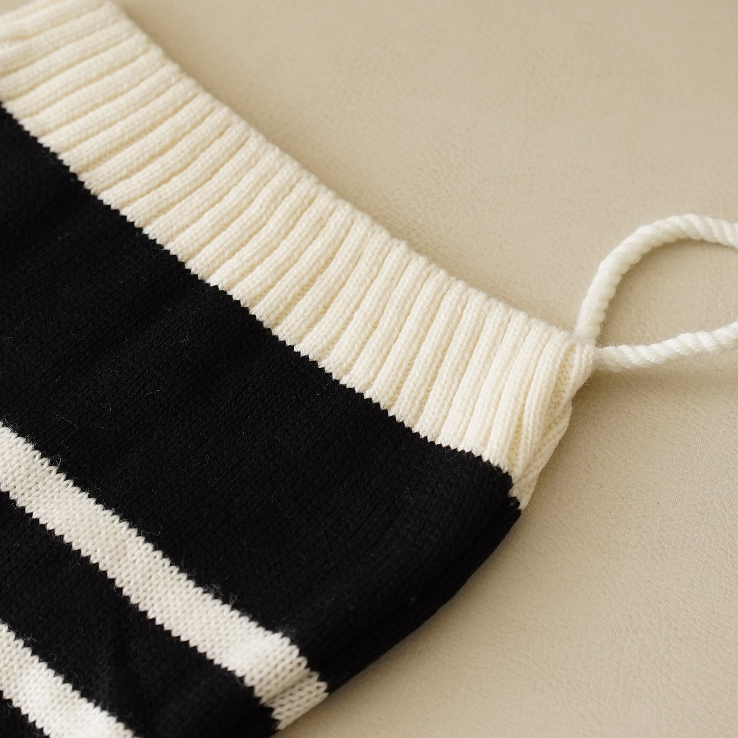 Classic Holiday Black and White Knit Stocking