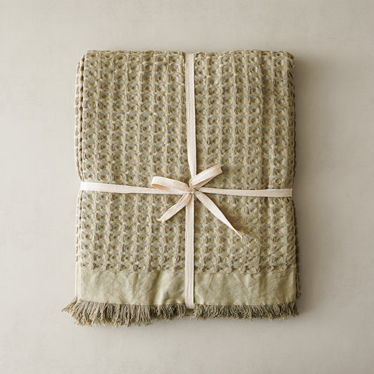 Cotton Waffle Weave Throw Blanket | Sage