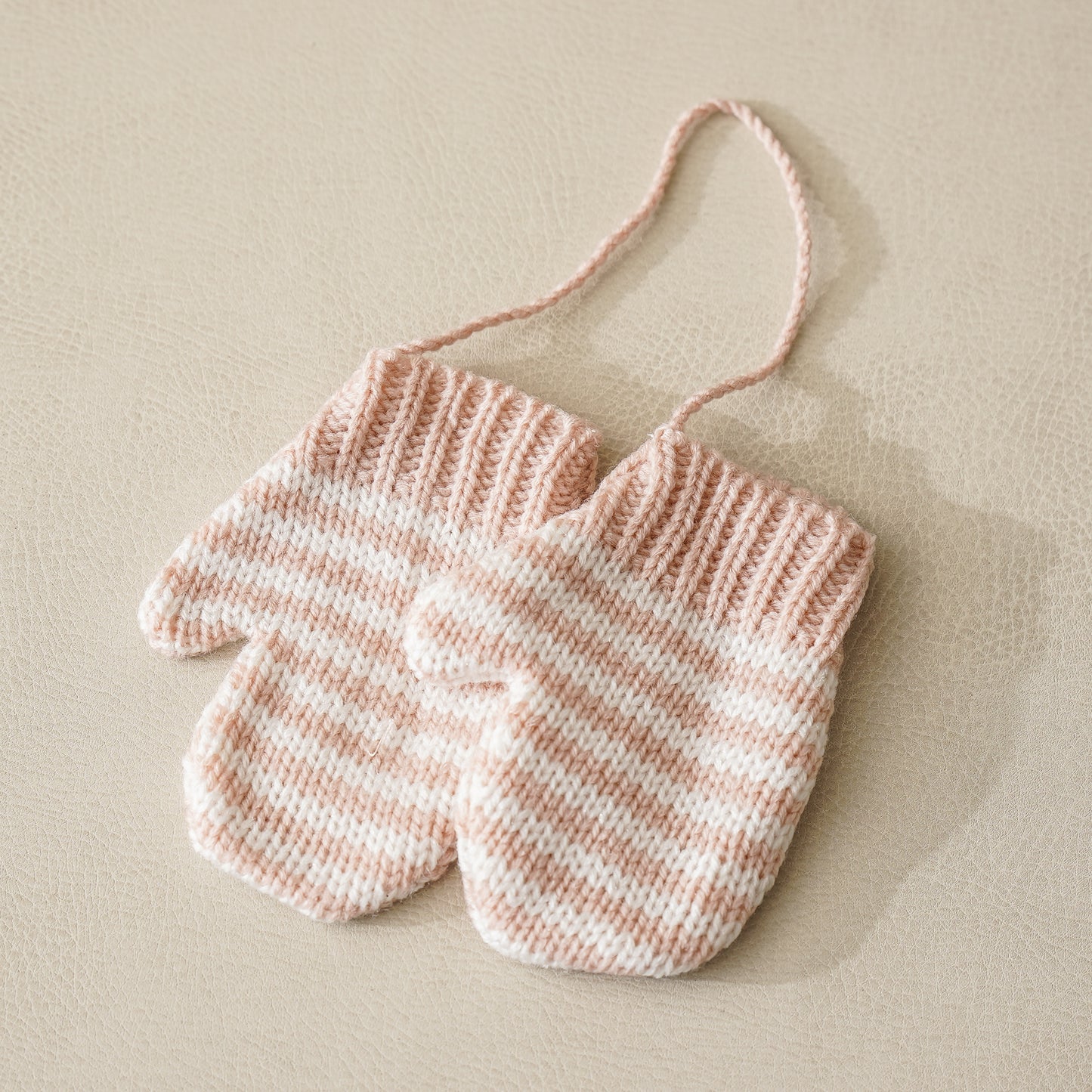 Pink and White Knit Mitten Holiday Ornament