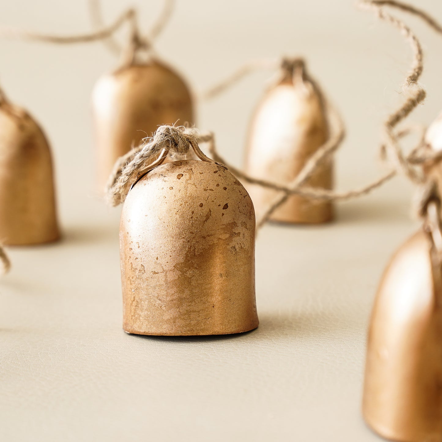 Antique Brass Bell Garland with Jute Rope