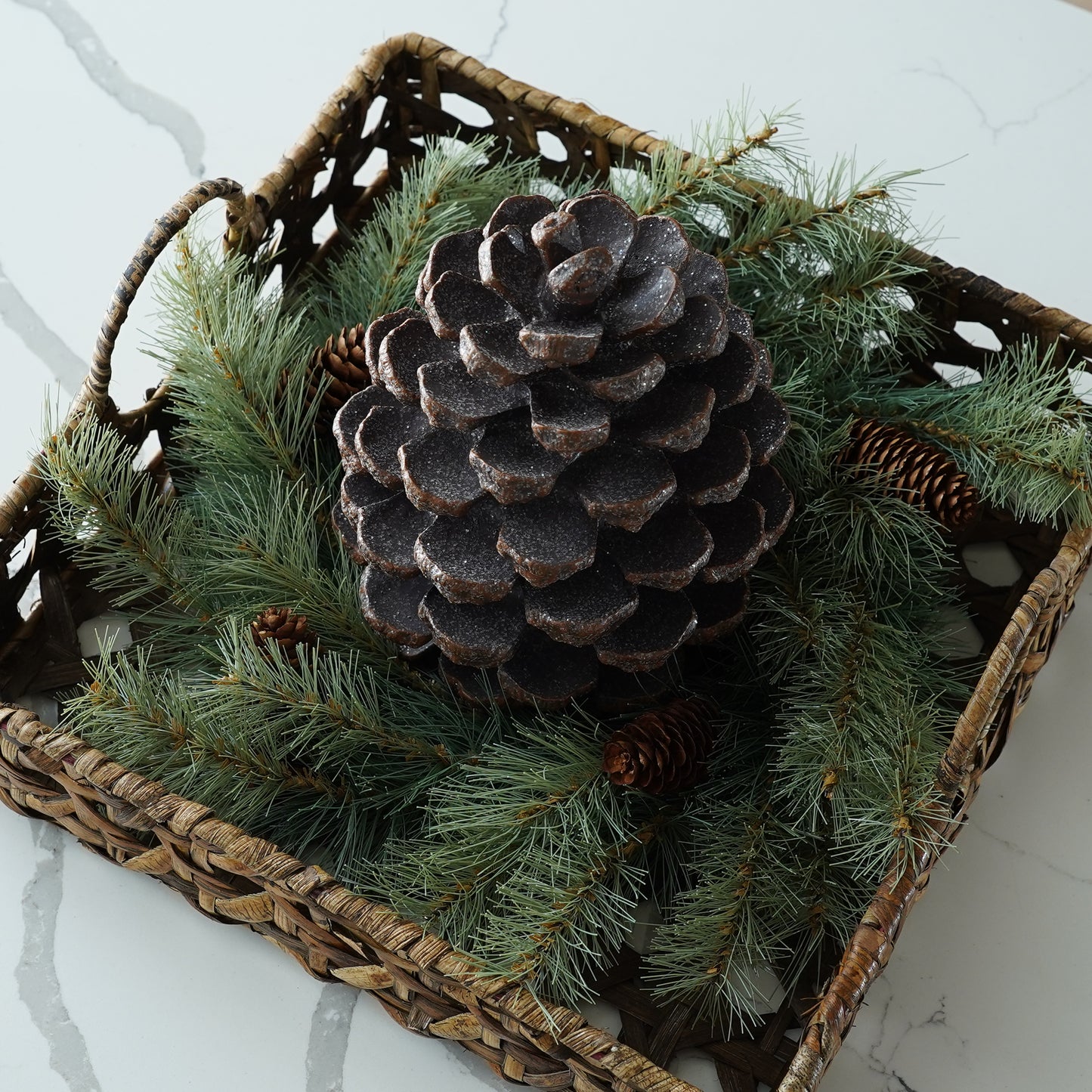 Ellie Pine Candle Ring | Faux Pine and Pinecone Candle Wreath
