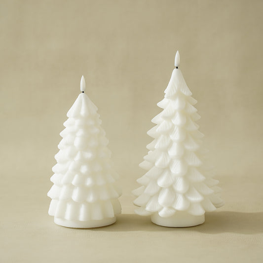 White Flameless Holiday Tree Candles