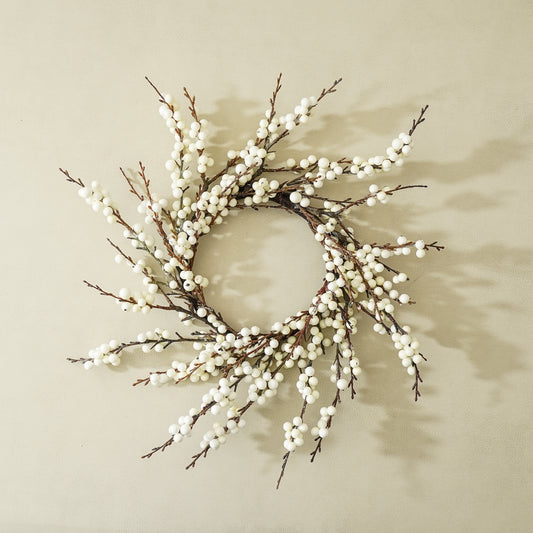 White Berry Candle Ring/Wreath | Winter Holiday Decor