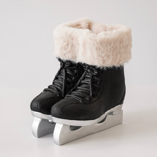 Black Ice Skates with Faux Fur | Decorative Container