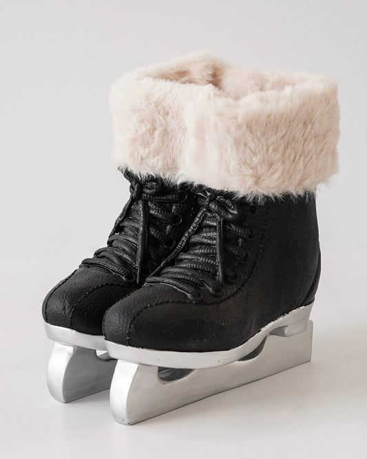 Black Ice Skates with Faux Fur
