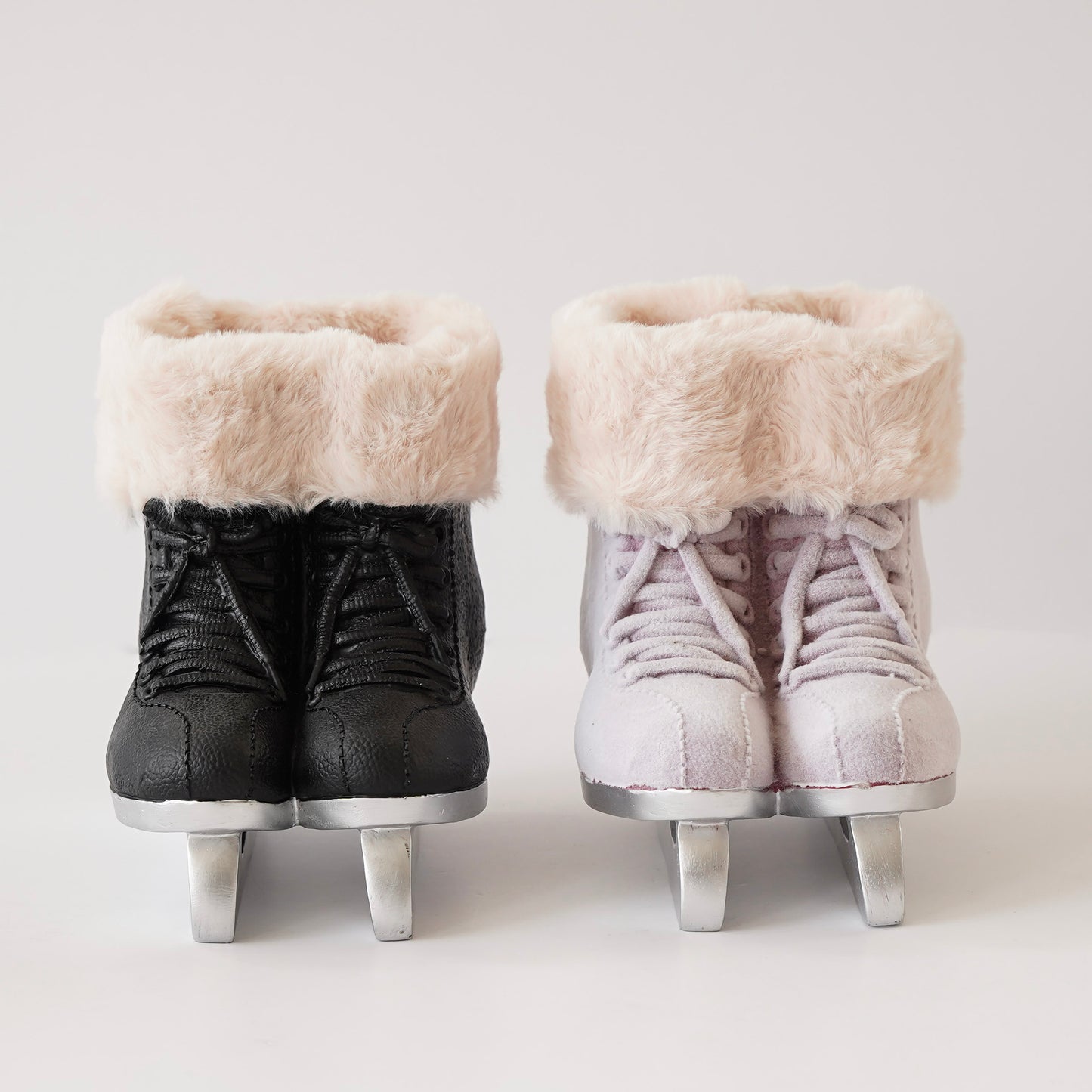 Black Ice Skates with Faux Fur | Decorative Container