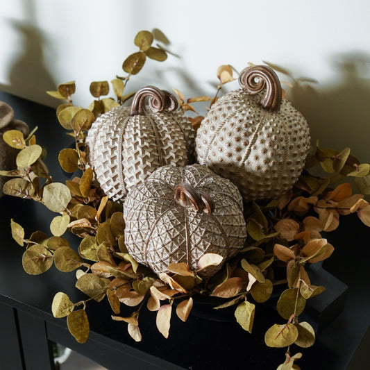 Resin Beige Textured Pumpkin Set