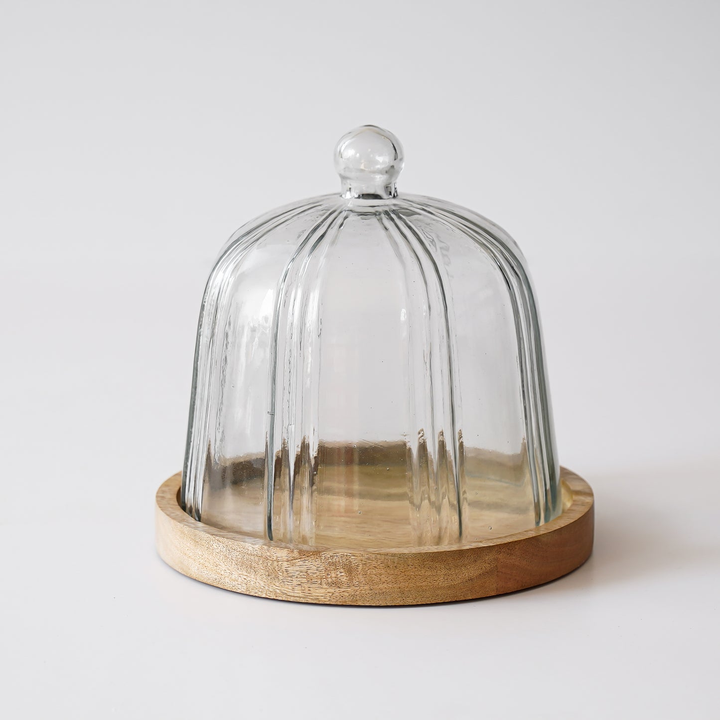 Capella Glass Cloche with Wood Base