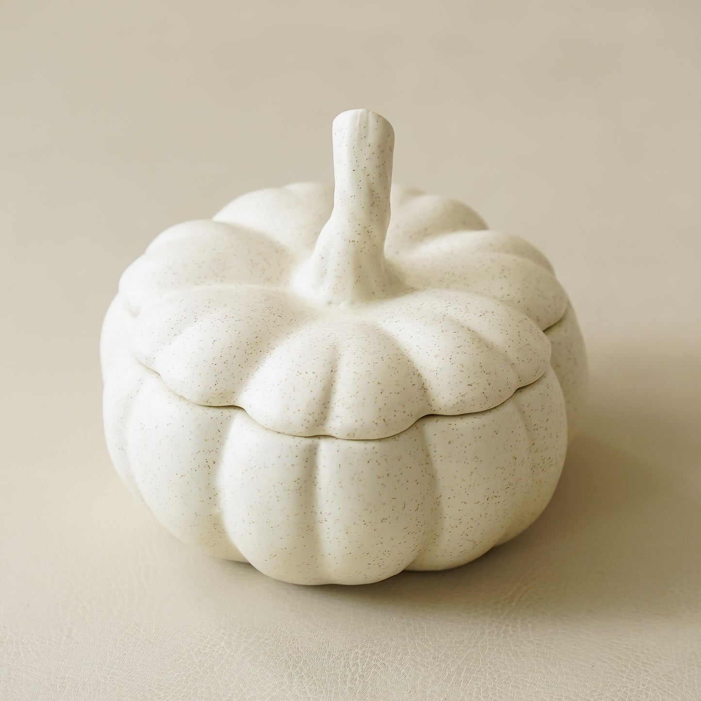 Off White Pumpkin Container with Lid