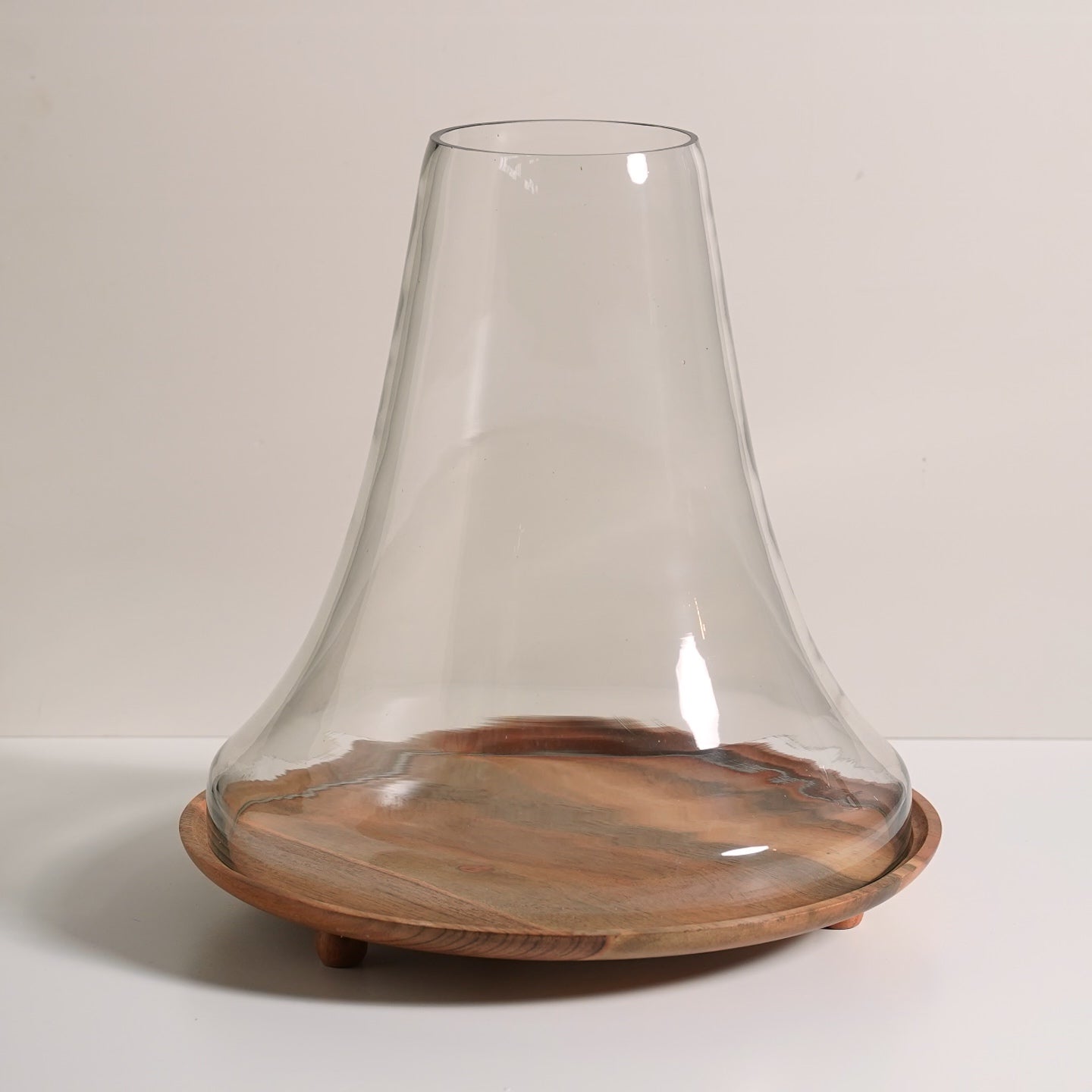 Carabella Glass & Wood Cloche Hurricane