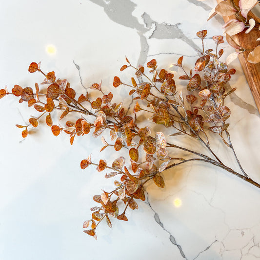Brown Eucalyptus Stem | Whitewashed Faux Fall Floral Branch