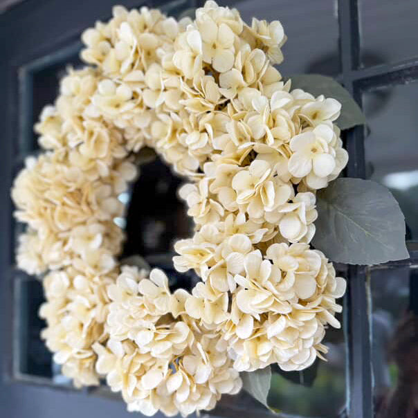 Ivory Faux Hydrangea Grapevine Wreath