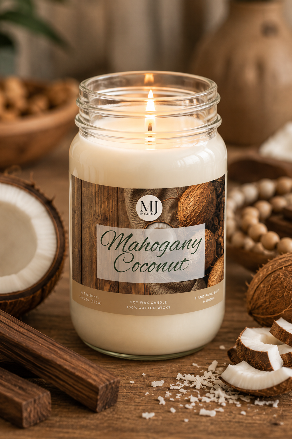 Mahogany Coconut | Mason Jar Candle