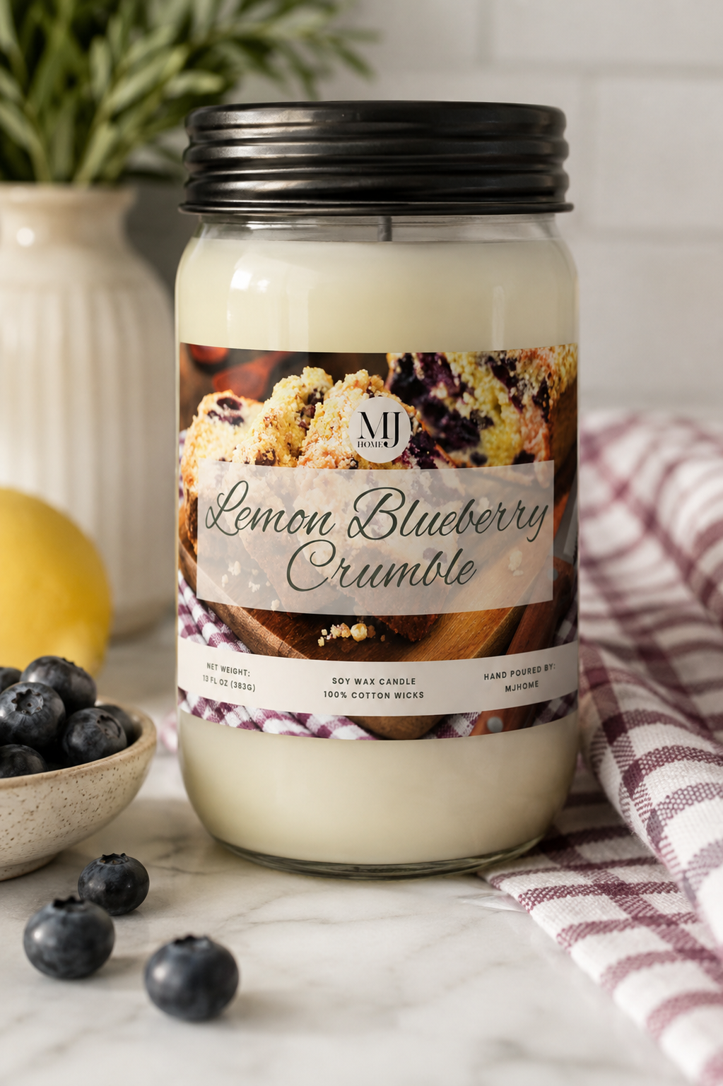 Lemon Blueberry Crumble | Mason Jar Candle