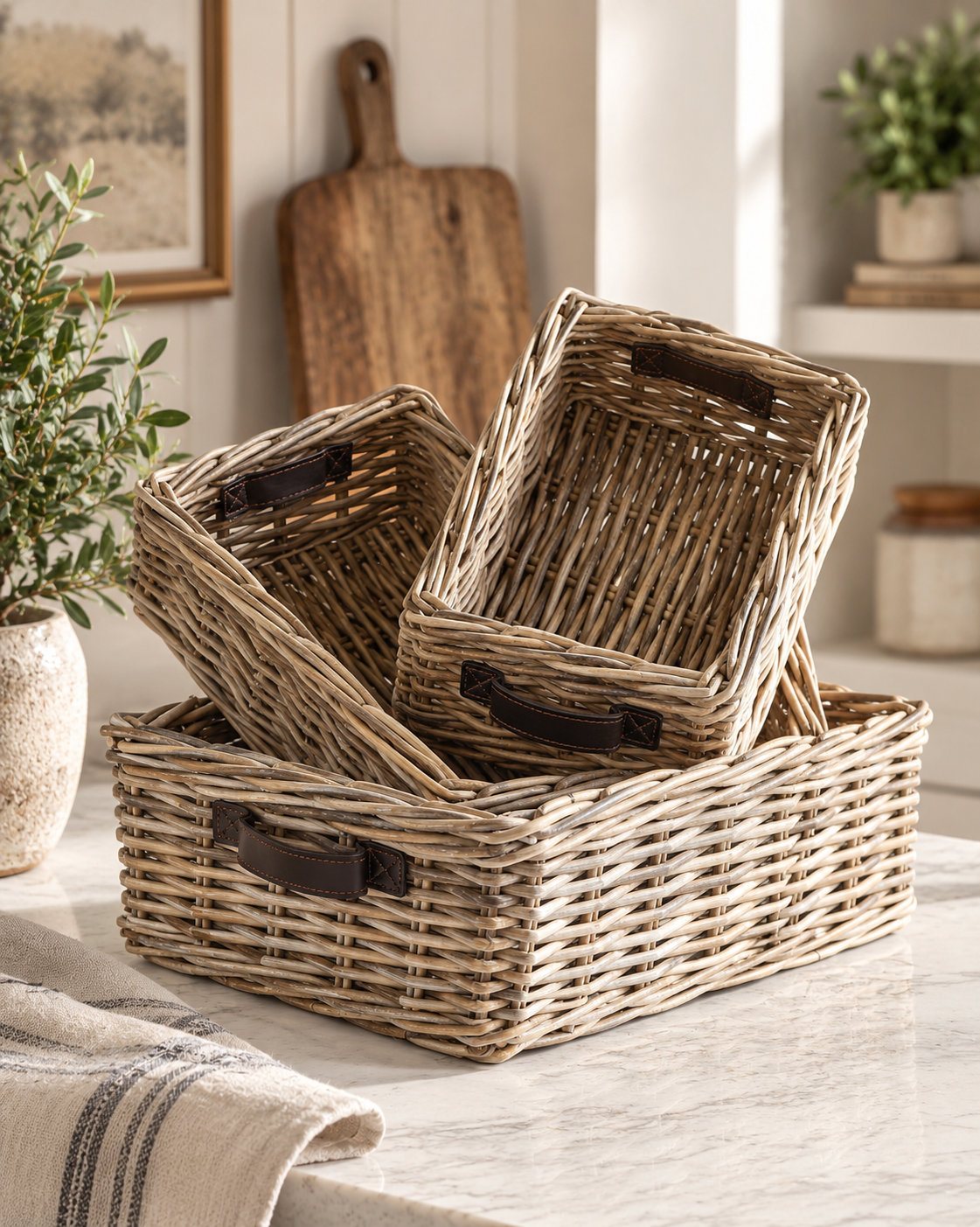 Hand-Woven Rattan Basket