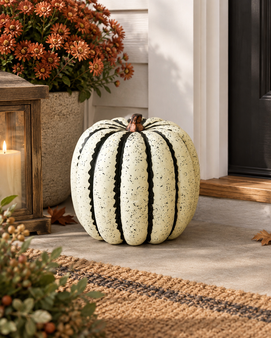Oversized Striped Faux Pumpkin