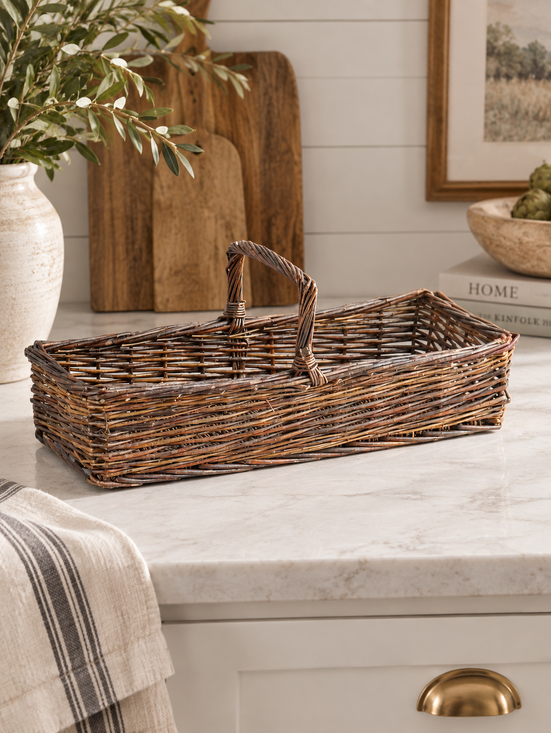 Hand-Woven Reed Basket