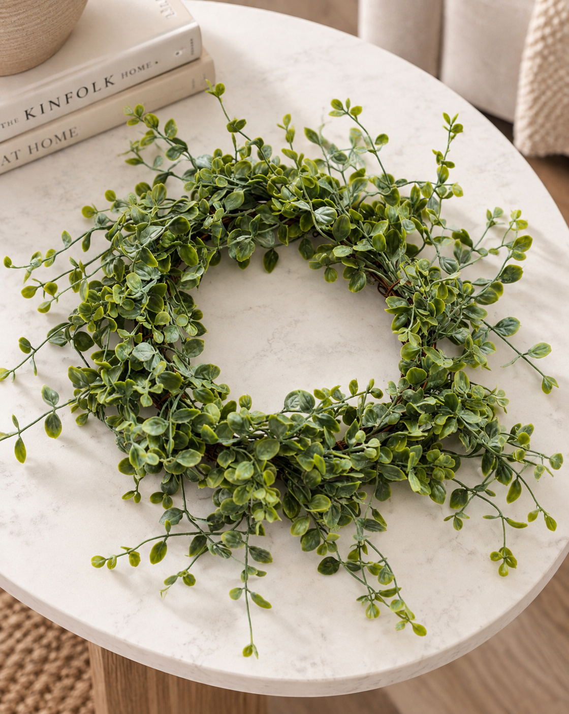 Whisperleaf Faux Greenery Candle Ring