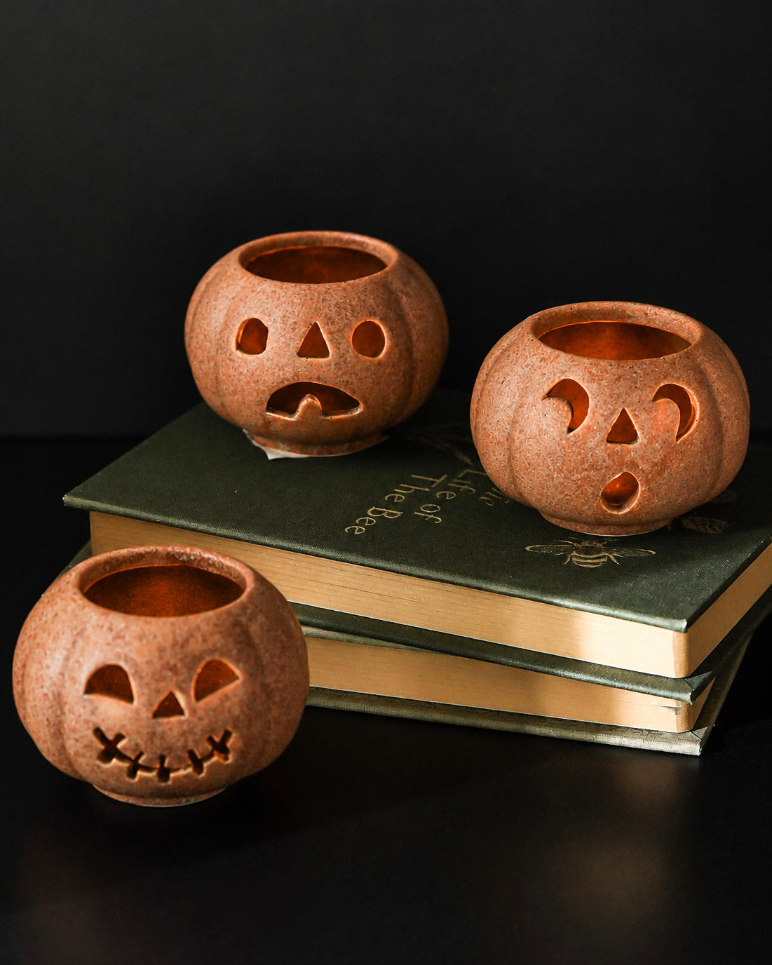 Grinning Tealight Pumpkin Set