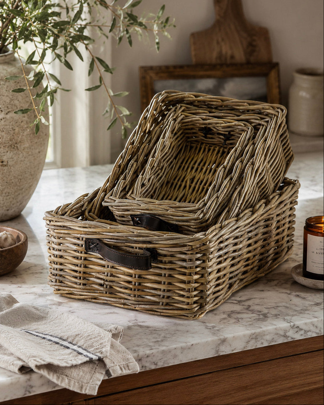 Hand-Woven Rattan Basket