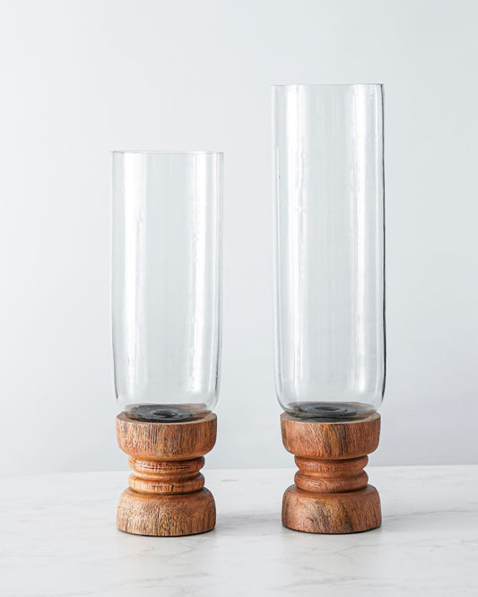 Emery Wood & Glass Taper Holder