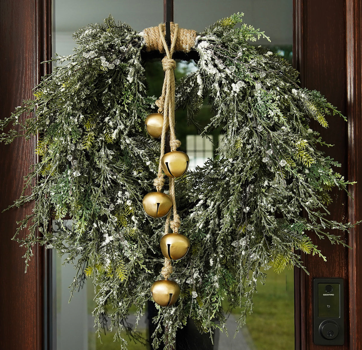 Snow-Covered Cascading Evergreen Wreath
