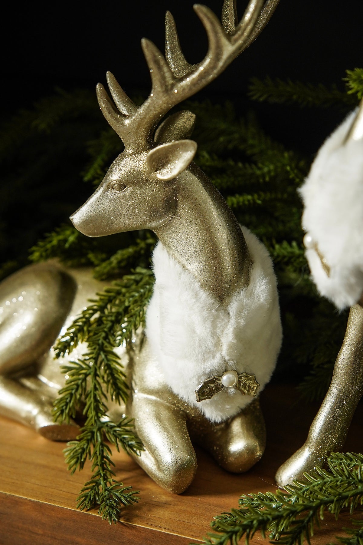 Champagne Gold Deer Figurines | Set of 2