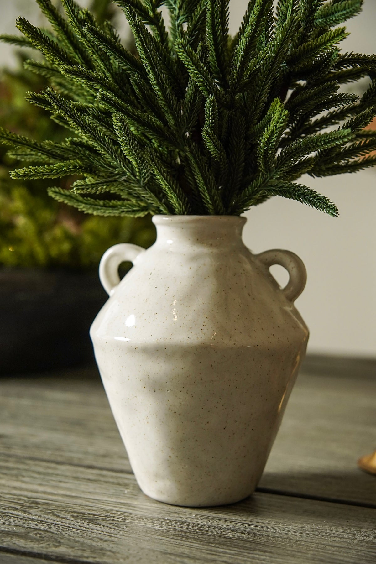 Elara Off-White Handled Ceramic Vase