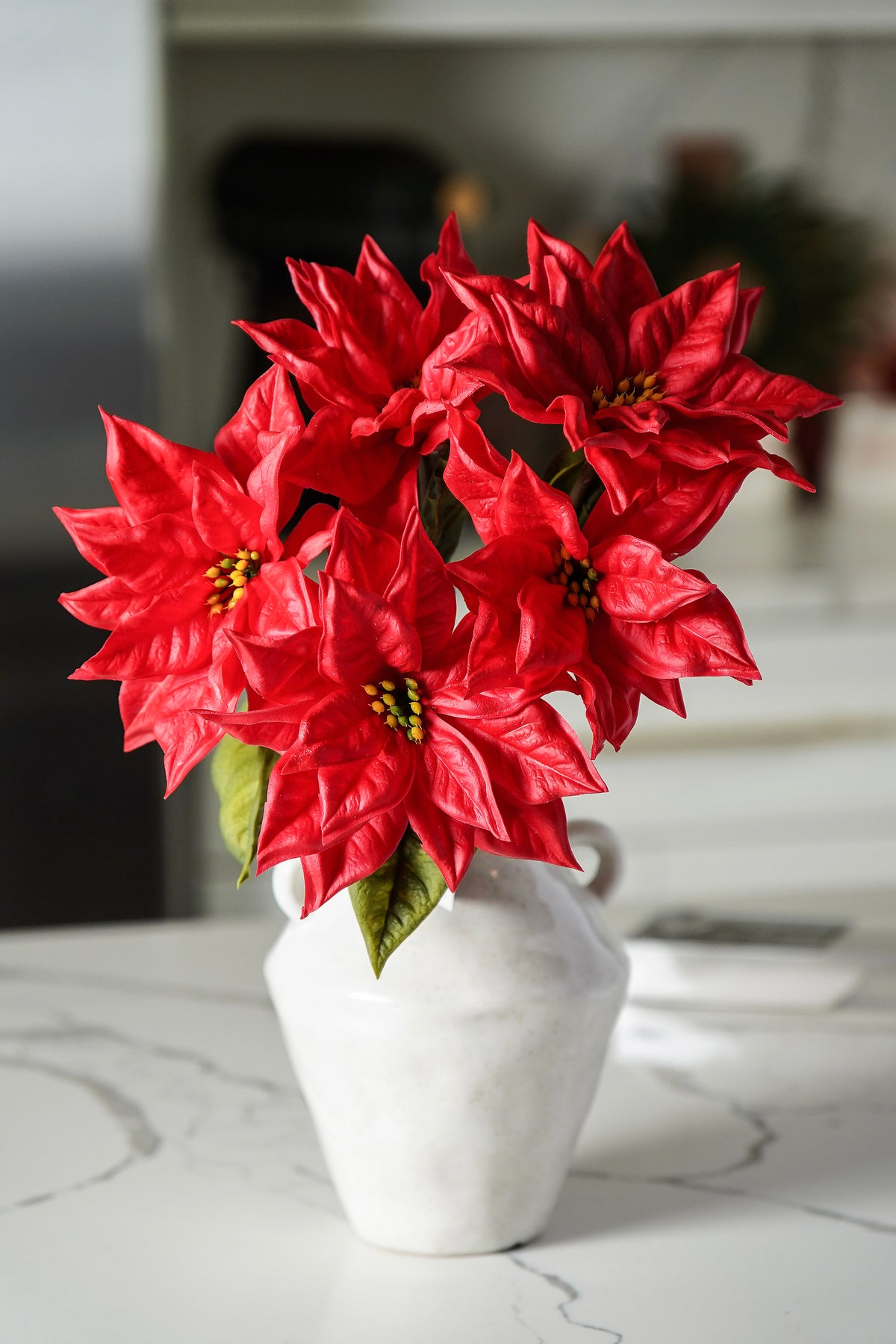 Real Touch Red Poinsettia Bunch