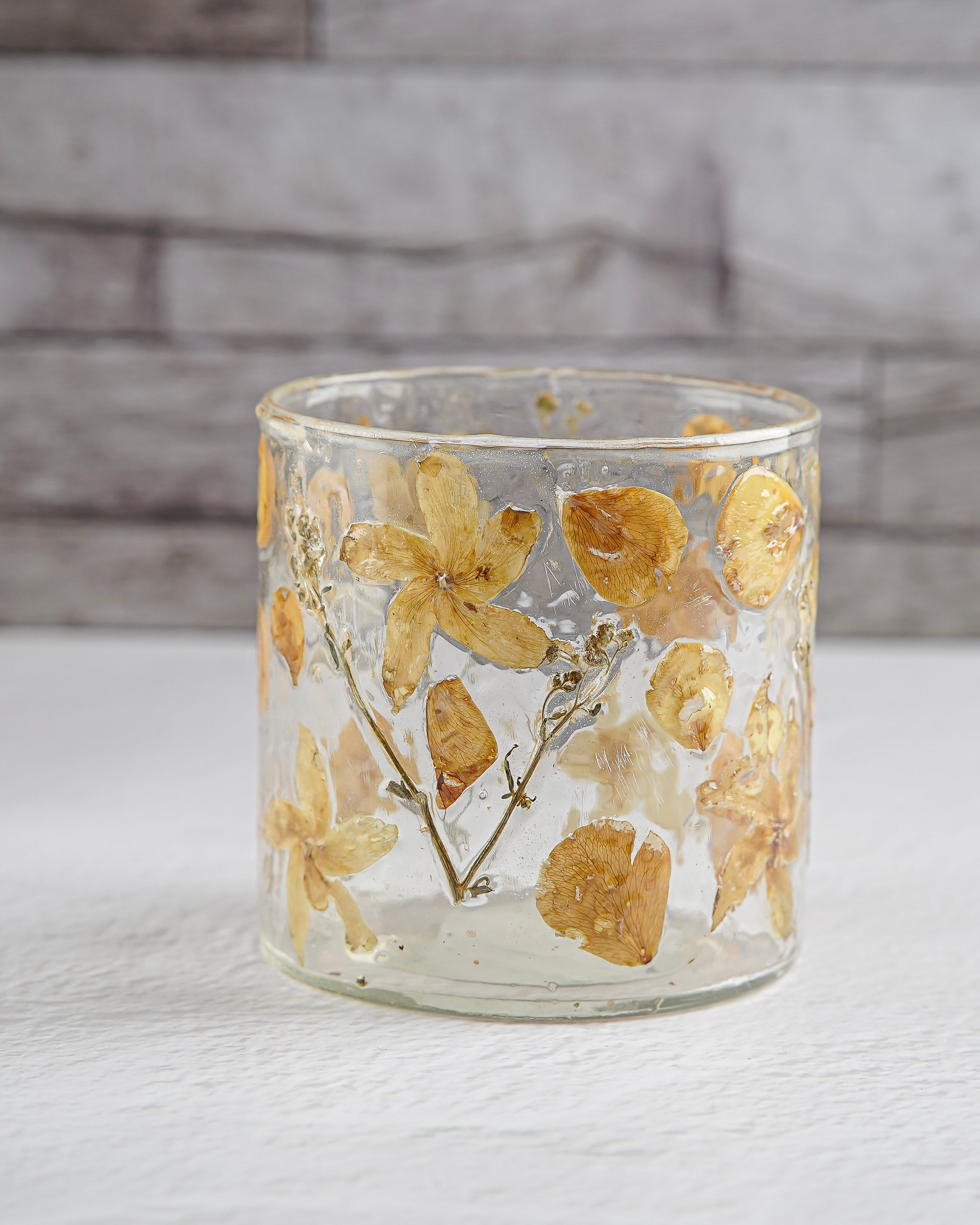 Pressed Dried Flower Glass Candle Holder