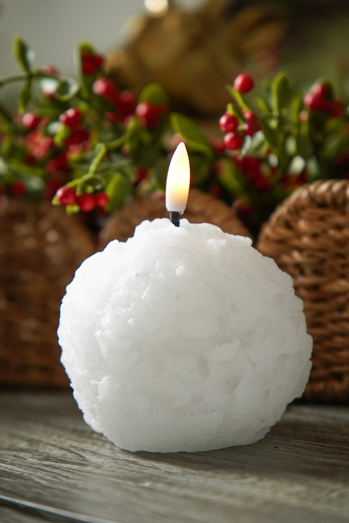 Flameless Wax Snowball Candle