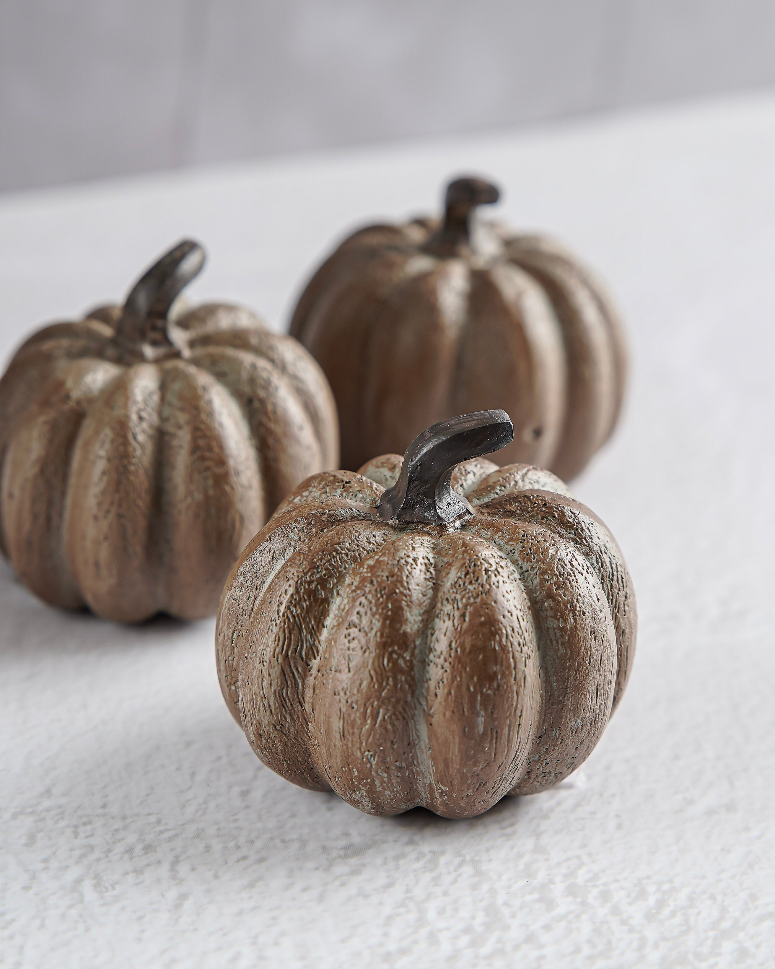 Faux Wood Grain Pumpkin | Set of 3