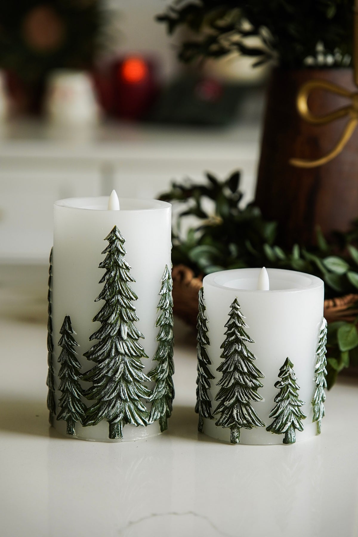 Evergreen Forest Flameless Pillar Candle