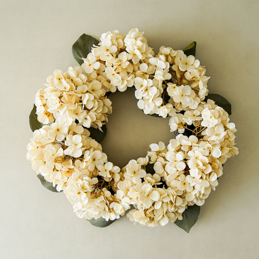 Ivory Faux Hydrangea Grapevine Wreath