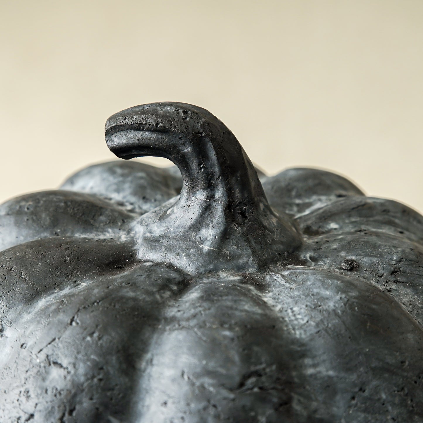 Wide Black Terracotta Pumpkin | Matte Fall Accent