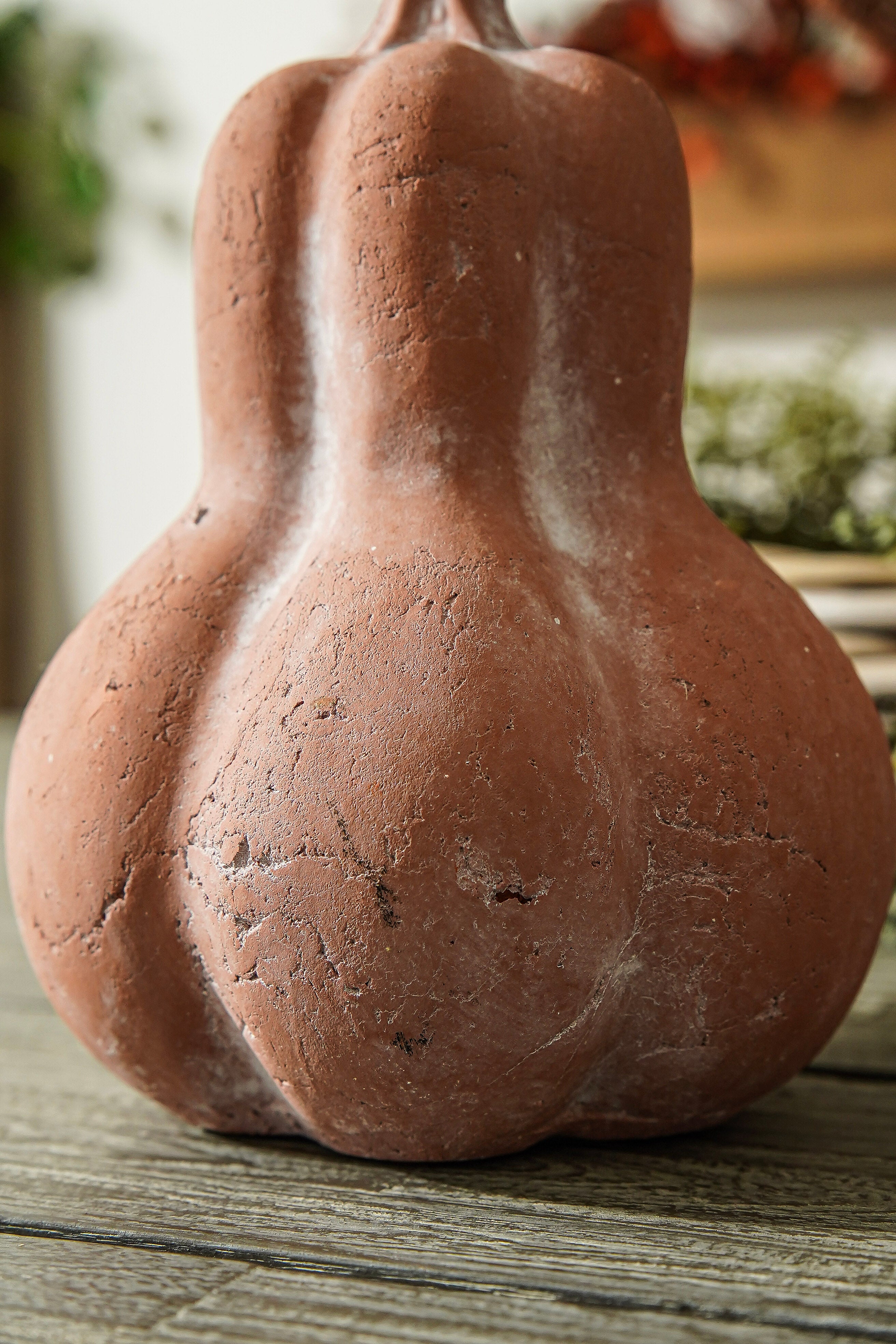 Whitewashed Terracotta Gourd | Large