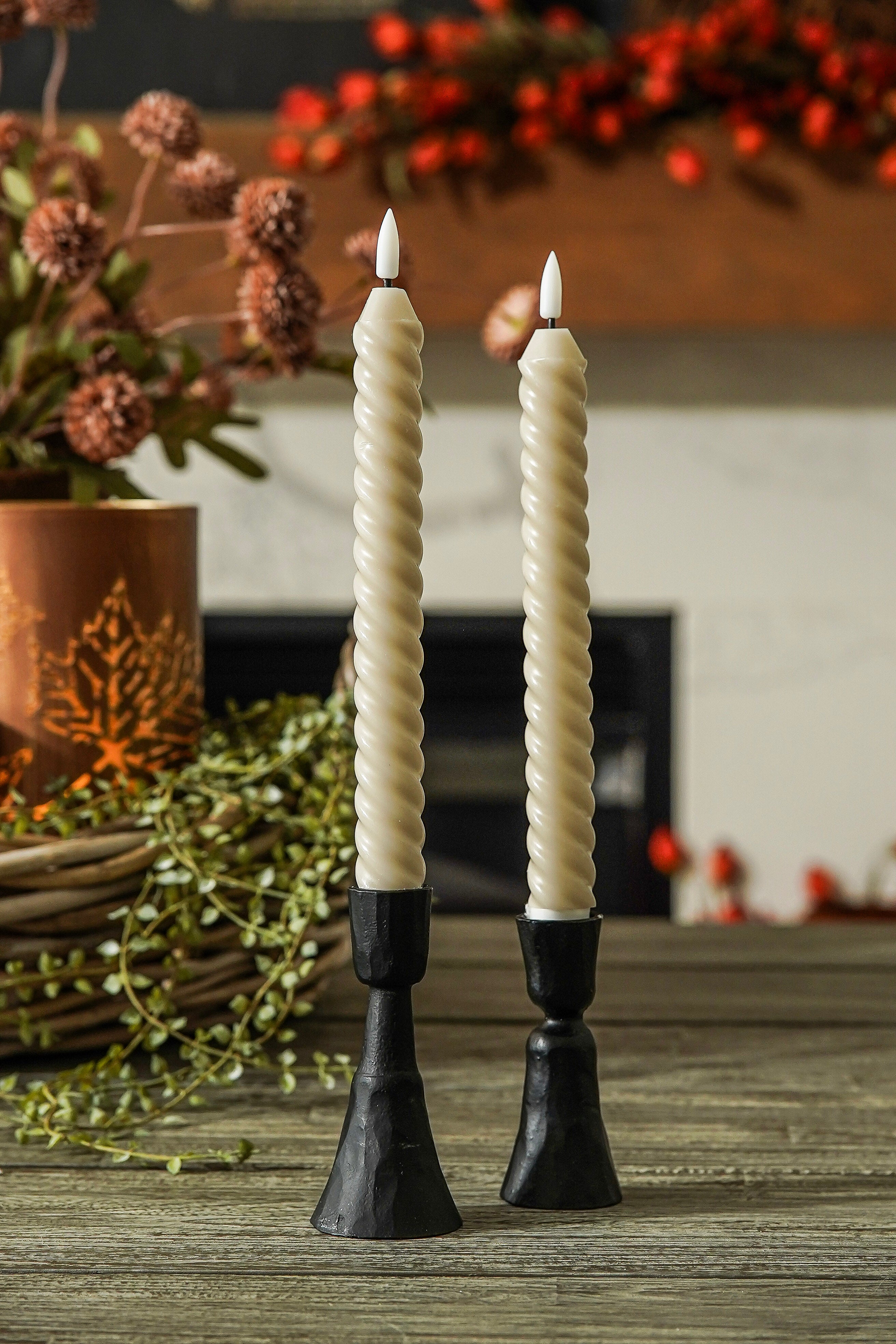 Flameless Twist Taper Candle Set