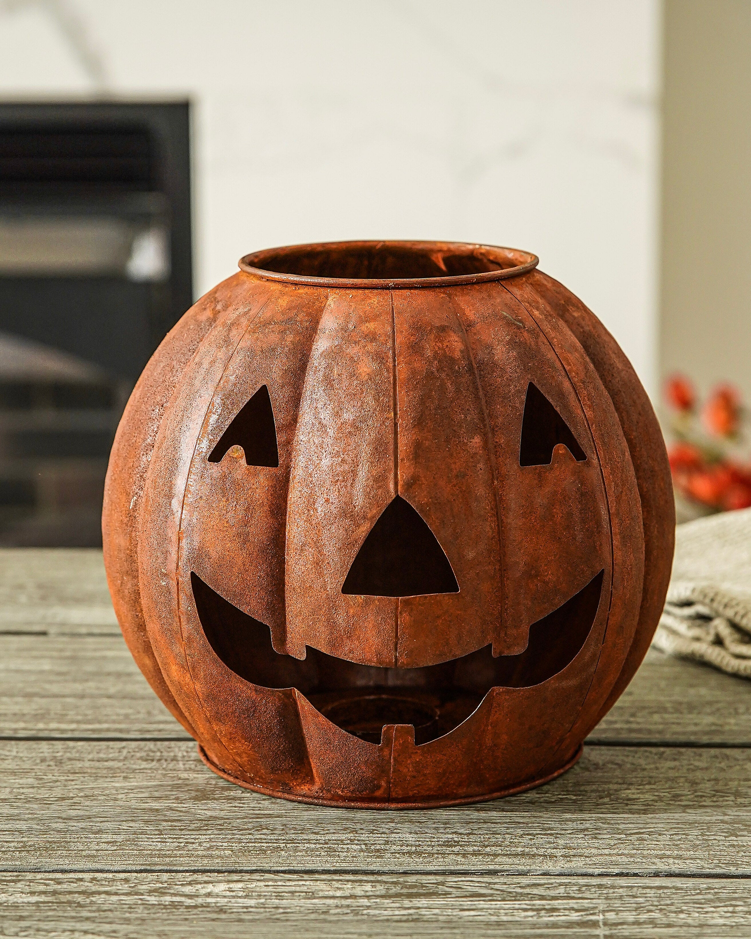 Rustic Jack-O-Lantern Candle Holder