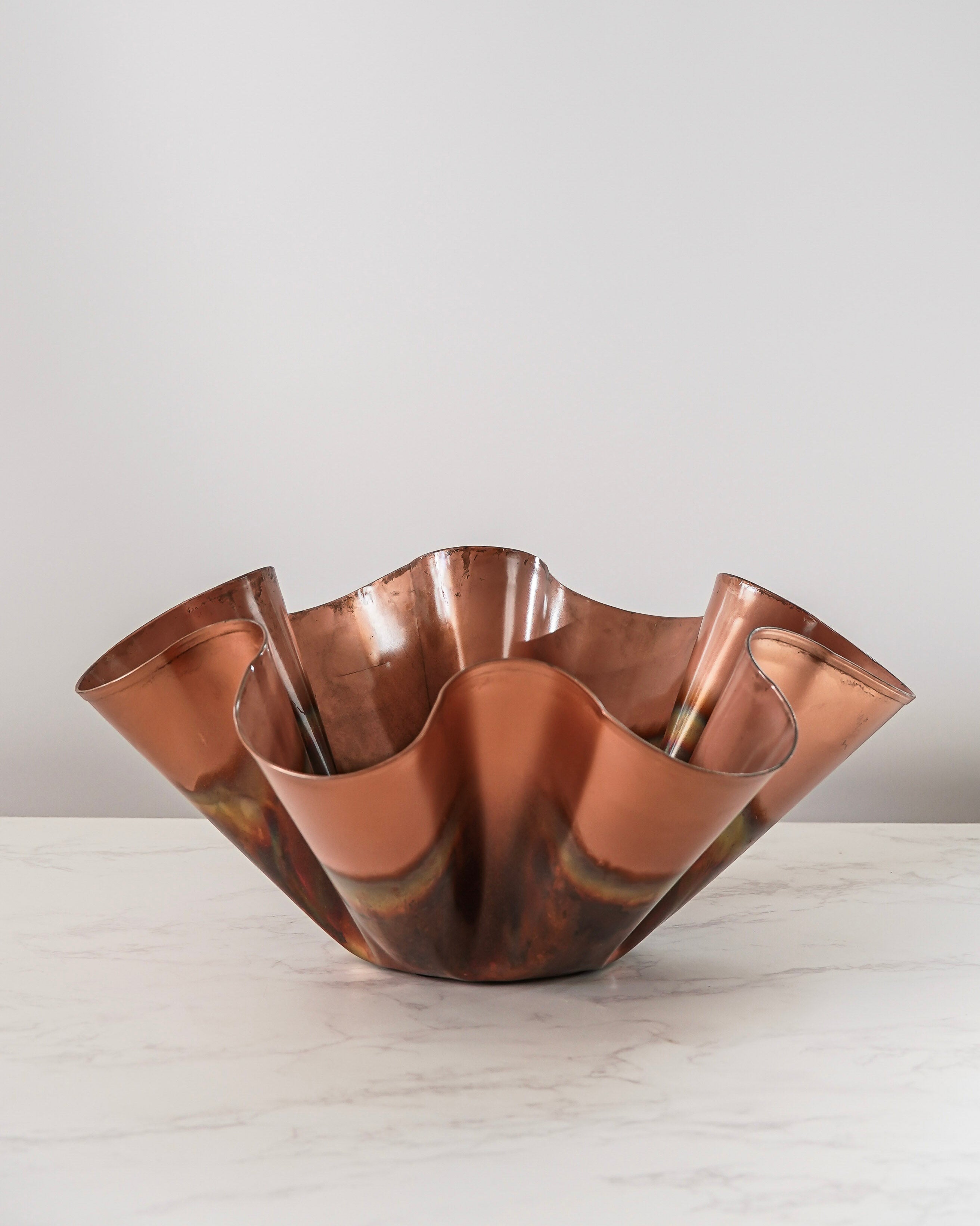 Oxidized Copper Ruffle Bowl