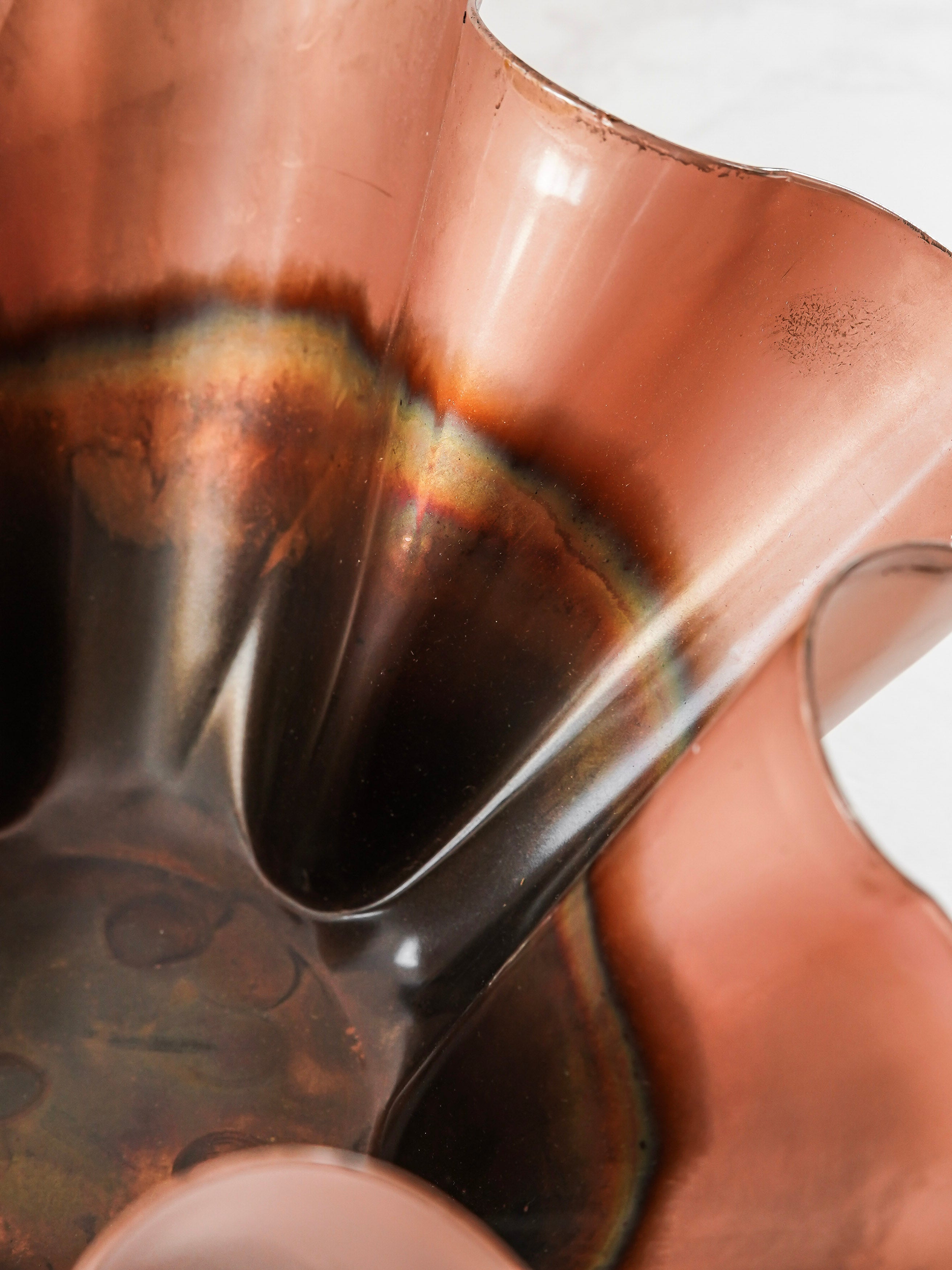 Oxidized Copper Ruffle Bowl