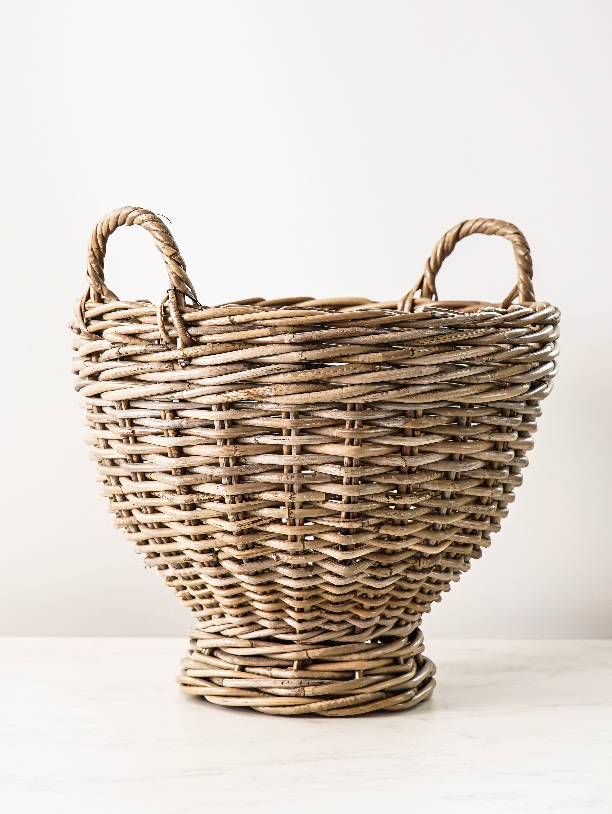 Footed Rattan Storage Basket