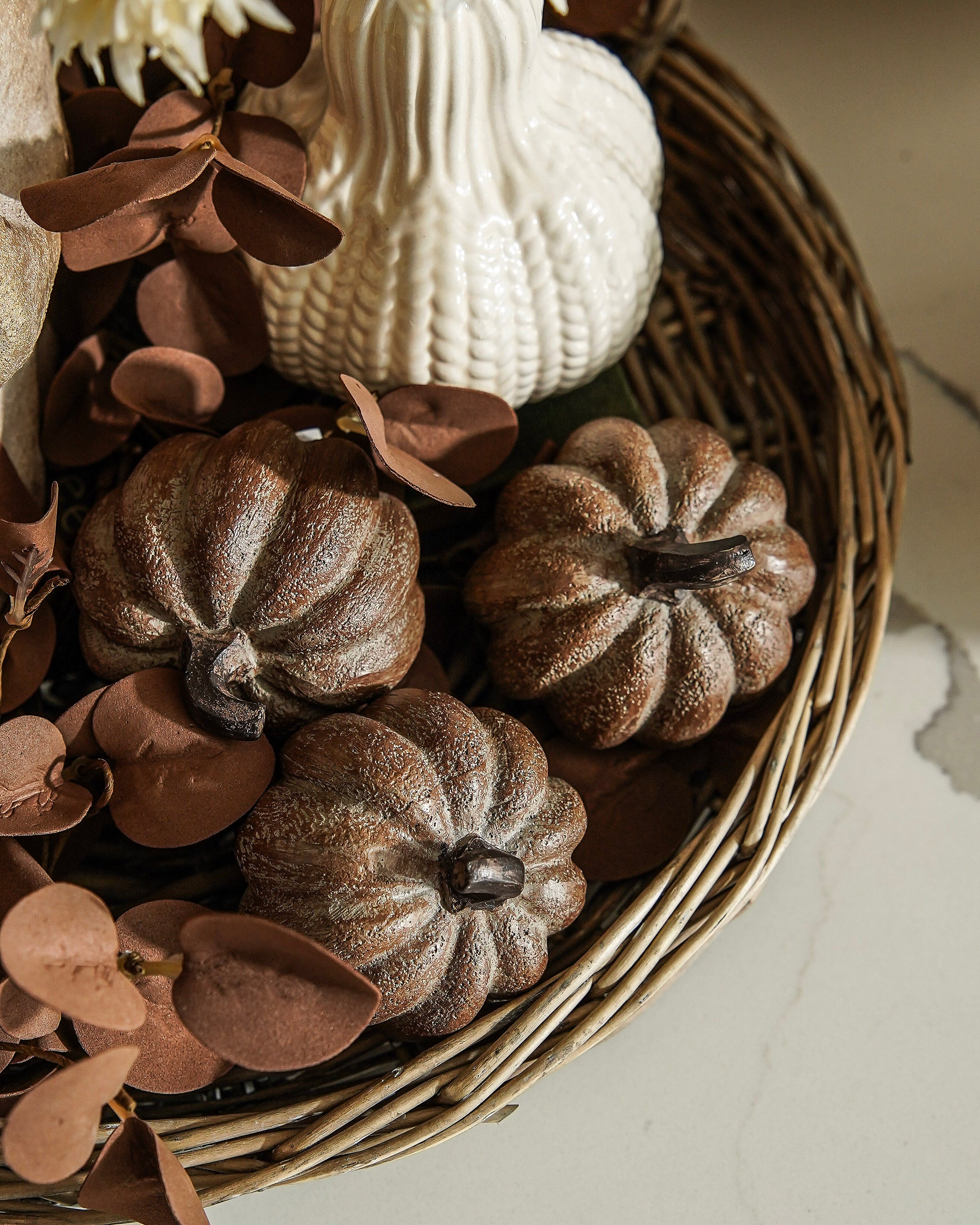 Faux Wood Grain Pumpkin | Set of 3