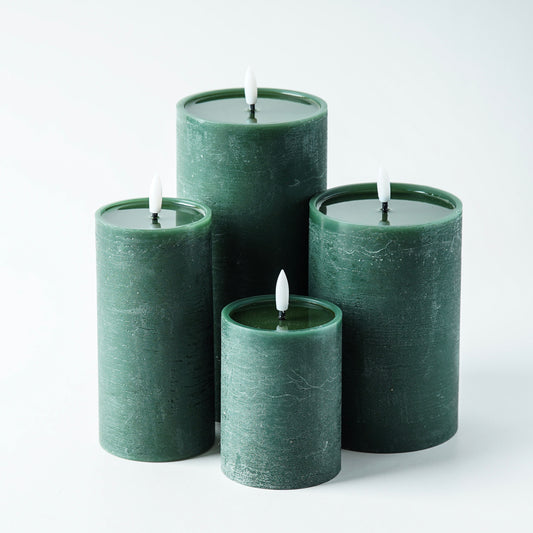 Textured Green Flameless Pillar Candle
